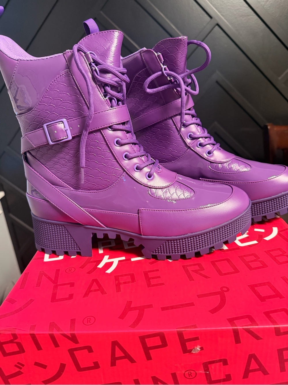 Cape Robbin Purple Lace-Up Platform Combat Boots